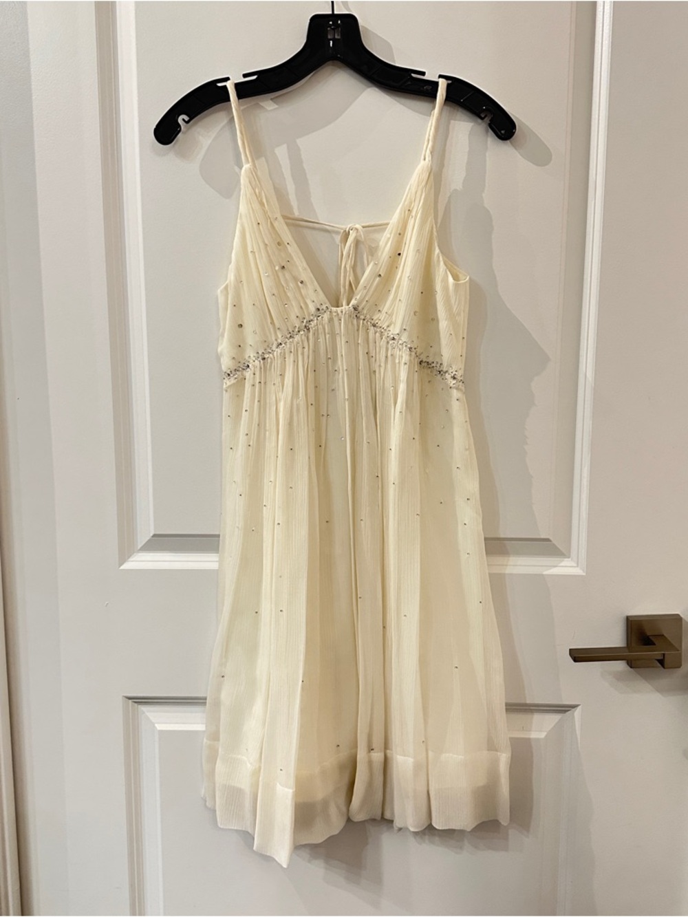 BCBGMaxAzria Ivory Beaded Spaghetti Strap Dress
